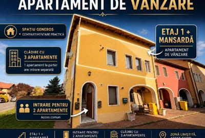 Apartament 3 camere | Vilă | Etaj+Mansardă  | 68mp | Dumbravița | Loc parcare - 1