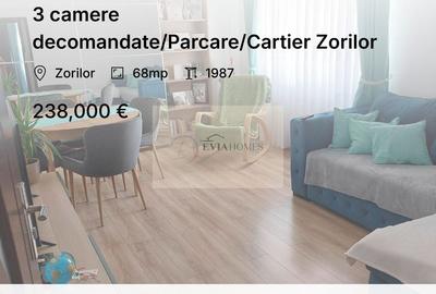 Apartament cu 3 camere decomandat, mobilat în Zorilor