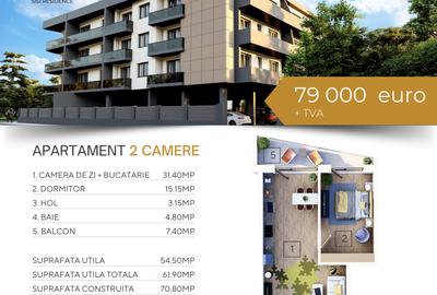 Apartament cu 2 camere în Tomis Nord