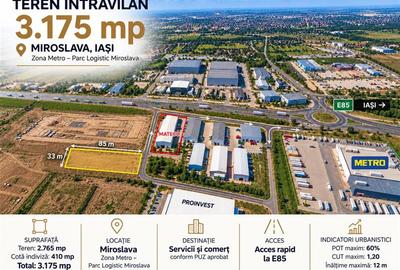 Teren cu destinatie industriala, 3175 mp Miroslava, zona Metro - 1