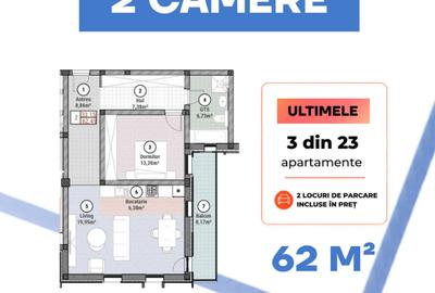 Apartament 2 camere, 62 mp, Mosnita Noua, cartier Armonia - 1