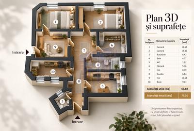 Apartament 3 camere, 79 mp în Cartierul Armenesc, vilă interbelică - 8
