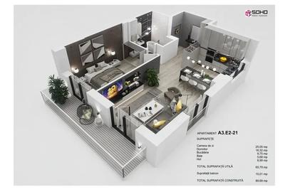 Apartament cu 2 camere semidecomandat în Tractorul