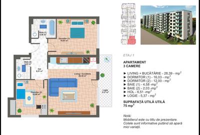 Apartament cu 3 camere decomandat în Apărătorii Patriei