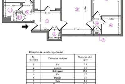 Apartament cu 3 camere semidecomandat în Pantelimon
