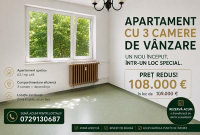 Apartament cu 3 camere semidecomandat în Drumul Taberei
