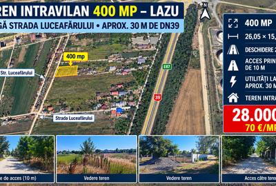 Teren Construcții intravilan de 400 mp, în Lazu