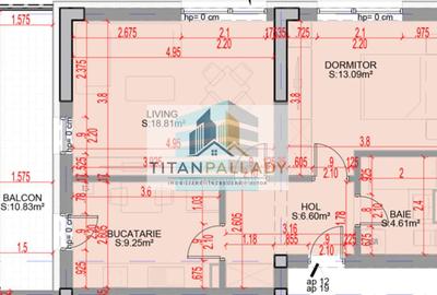 Apartament cu 2 camere decomandat în Titan