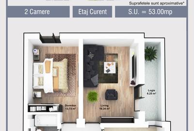 Apartament cu 2 camere în Militari