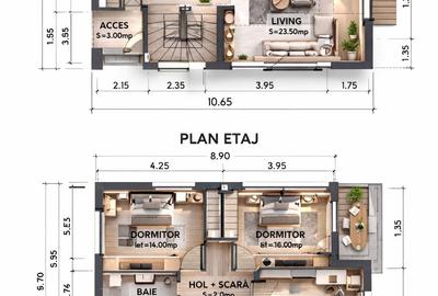 VILA Tunari, 3 dormitoare, acces usor, drum asfaltat - 3