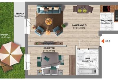 Oferta unica! Ultimul studio parter cu gradina, bloc finalizat Padurea Baneasa - 5