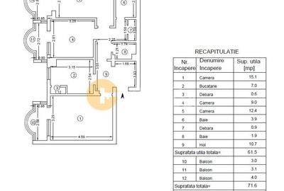 Ultracentral - 3 camere - 2 bai - etaj 3/4 - renovat + Boxa subsol - 10