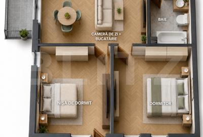 Apartament cu 3 camere semidecomandat în Apahida