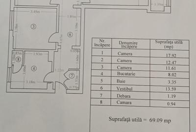 3 camere decomandat, 74 mp, metrou 1 Decembrie 1918 - 1