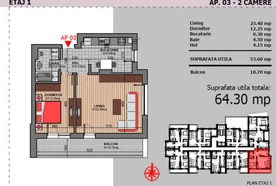 Postalionului 2 camere decomandat cu bucatarie inchisa. - 2