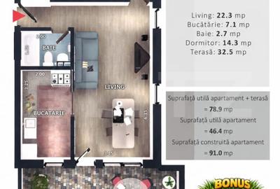 Apartament cu 2 camere decomandat în Florești