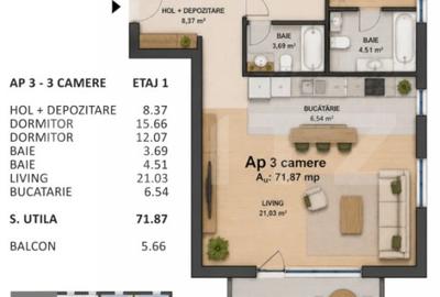 Apartament 3 camere, 71.87 mp, zona Dorobantilor - 13