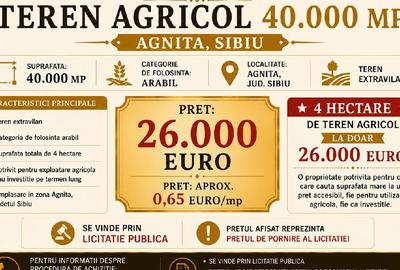 Agnita, Sibiu - Teren agricol extravilan 40.000 mp | 26.000 EURO - 1
