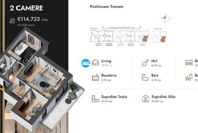 Apartament 2 camere,67.49 mp,bloc nou,zona Nicolina Selgros - 2