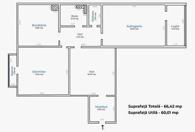 2 Camere Spațios (66 mp) – Ultracentral - Strada Albatrosului- et.2 - 1
