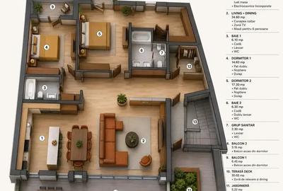 Apartament Penthouse 3 camere sut 158,43,  zona Dacia-Eminescu - 9