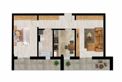 Apartament cu 2 camere decomandat în Aradului