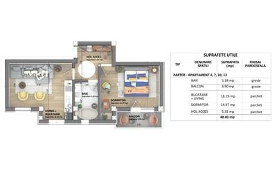 Apartament cu 2 camere semidecomandat în Bucium