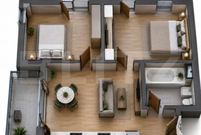 Apartament cu 3 camere semidecomandat în Apahida