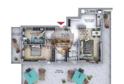 Penthouse 3 Camere, 88 mp Tomis Plus terasa 110mp Parcare aditionala, TVA inclus - 1
