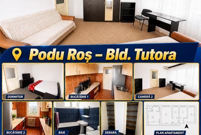Apartament cu 3 camere semidecomandat în Podu Roș