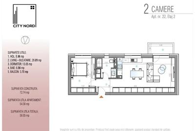 Apartament cu 2 camere semidecomandat în Tunari