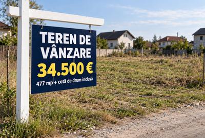 Oportunitate! Teren 476+ drum servitute, gaz, curent! Comision 0% - 1