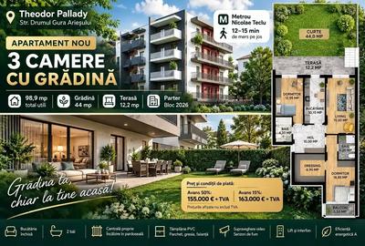 Apartament cu 3 camere decomandat în Theodor Pallady