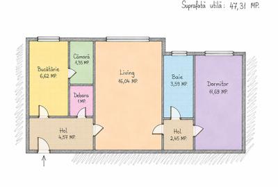 Apartament cu 2 camere semidecomandat în Mihai Viteazul