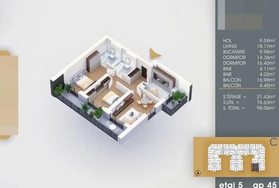 Apartament 3 camere  Proiect finalizat Pallady metrou N Teclu - 16