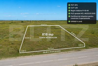 Teren Construcții intravilan de 818 mp, în Moșnița Nouă