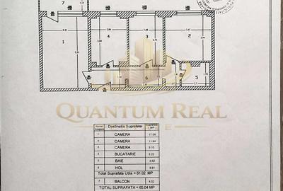 Apartament 3 camere decomandat, 65 mp, etaj 3, – Bd. Al. Obregia - 7