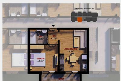 Studio 44mp premium luminos cu terasa si dormitor si incalzire pardoseala - 14