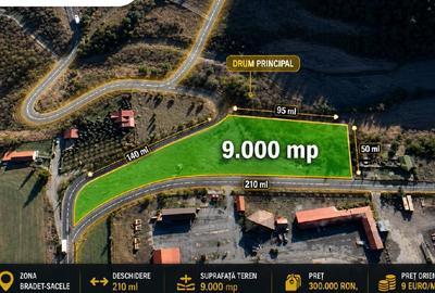 Teren intravilan de 9000 mp, în Brădet