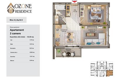 Apartament 2 camere tip studio 55mp utili de vanzare in Ozone City - 5