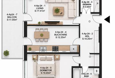 Apartament cu 2 camere decomandat, mobilat în Central