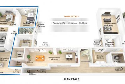 Apartament cu 3 camere semidecomandat în Someșeni