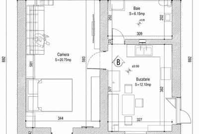 Apartament cu 2 camere semidecomandat în Central