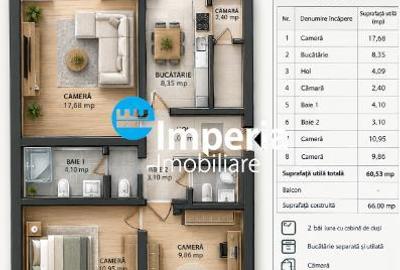 Apartament cu 3 camere decomandat în Galata