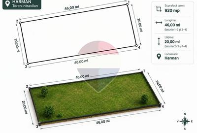 Teren Construcții intravilan de 920 mp, în Hărman
