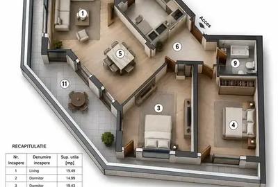 Apartament cu 4 camere, mobilat în Nord