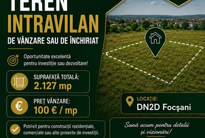 Teren Construcții intravilan de 2127 mp, în Exterior Nord