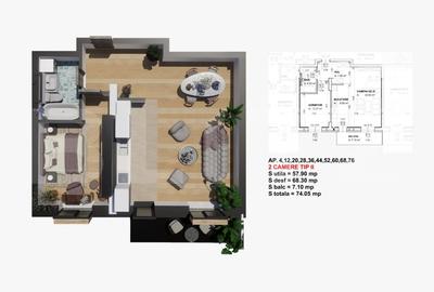 Apartament cu 2 camere decomandat în Valea Rosie