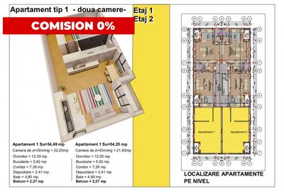 Apartament cu 2 camere decomandat în Exterior Nord