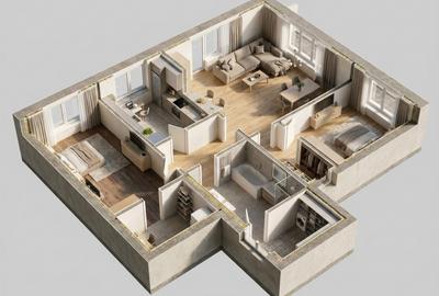 Apartament cu 3 camere semidecomandat în Vatra Luminoasă